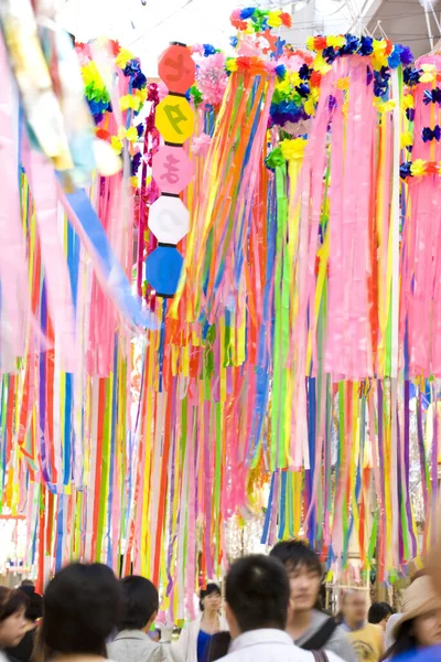 Tanabata Στολίδια Διακοσμημένα Στο Δρόμο Για Φεστιβάλ — Φωτογραφία Αρχείου
