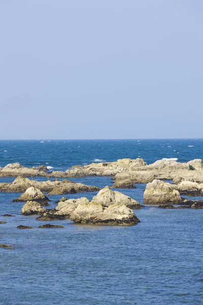 Zee Landschap Met Rotsen Golven — Stockfoto