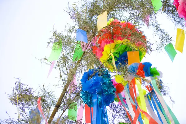 Krásné Dekorace Festivalu Tanabata Japonsku — Stock fotografie
