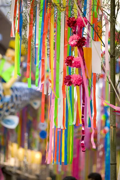 祭りのための通りで飾られた田畑の装飾 — ストック写真