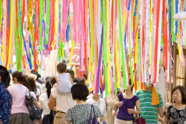 Όμορφη Διακόσμηση Φεστιβάλ Tanabata Στην Ιαπωνία — Φωτογραφία Αρχείου