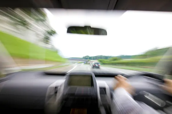 Auto Die Weg Rijden Bewegingsvervaging — Stockfoto