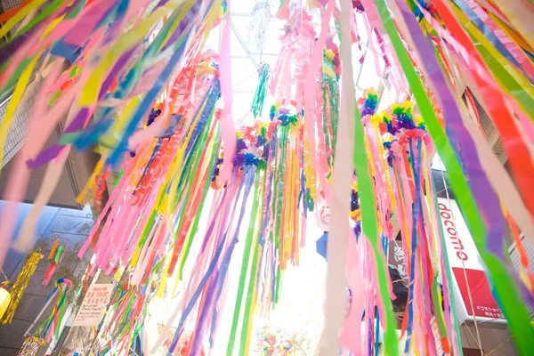 Tanabata Ornamentos Decorados Rua Para Festival — Fotografia de Stock