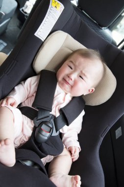 Arabadaki küçük Asyalı çocuk