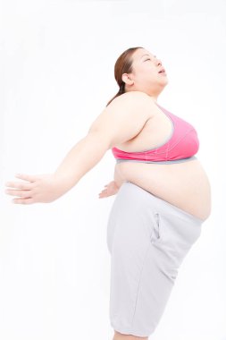 Şişman Japon genç kadının stüdyo portresi