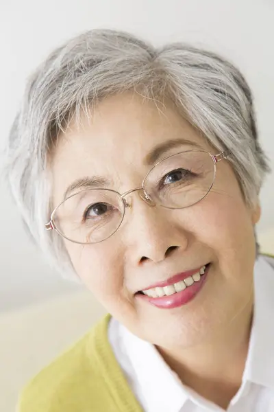 Portrait Asian Mature Woman Eyeglasses — Stock Photo, Image
