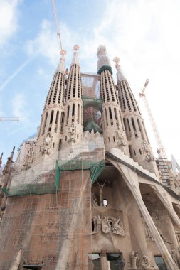 görünümünü sagrada familia için Barselona, İspanya.