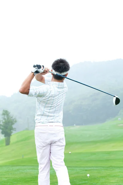 Uomo Che Gioca Golf Golfista Con Golf Club — Foto Stock