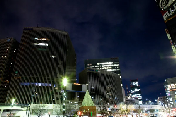Japon Şehrindeki Gökdelenlerin Otoyolların Gece Görüşü — Stok fotoğraf