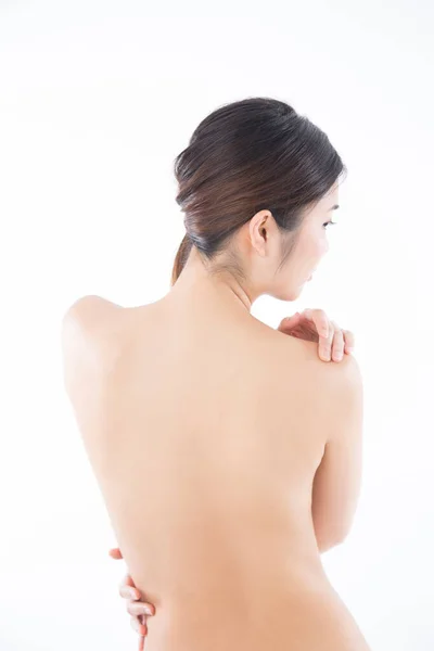 Beauty Woman Lingerie Posing White Studio Background Close Female Body — Stock Photo, Image
