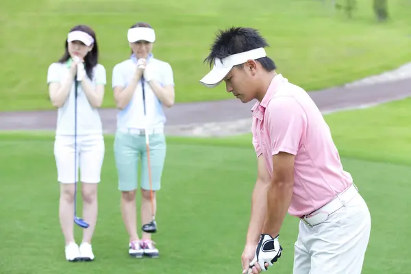 Young Japanese People Golf Field — Stock Photo, Image