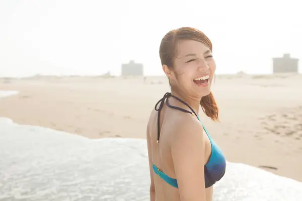 Retrato Hermosa Mujer Japonesa Traje Baño —  Fotos de Stock