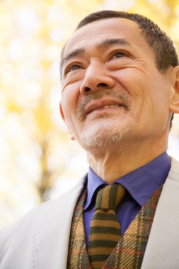 Autumn Park 'ta kıdemli bir işadamının portresi. 