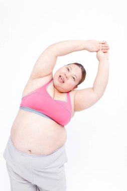 Aşırı kilolu Japon genç kadın eğitiminin stüdyo portresi