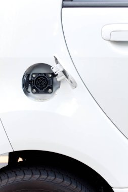Elektrikli araba konnektör yakın çekim görüntüsü