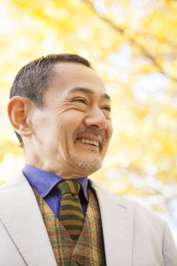 Park 'taki Asyalı kıdemli adam.