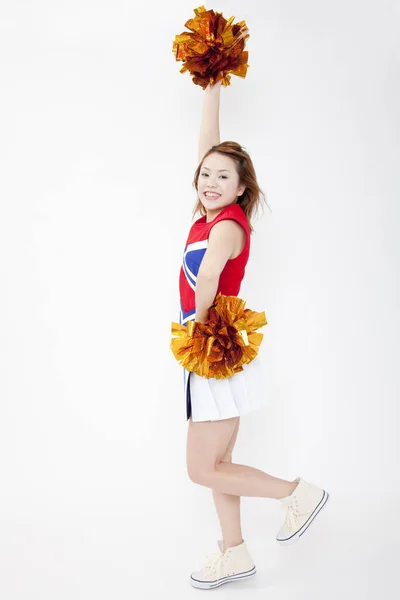 Schoonheid Japanse Cheerleader Dansen Studio Close Portret Van Schoonheid Jonge — Stockfoto