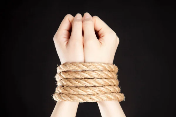 Woman Hands Rope Close — Stock Photo, Image