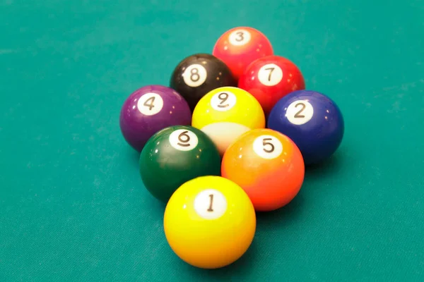 Biljartballen Tafel Close Zicht — Stockfoto