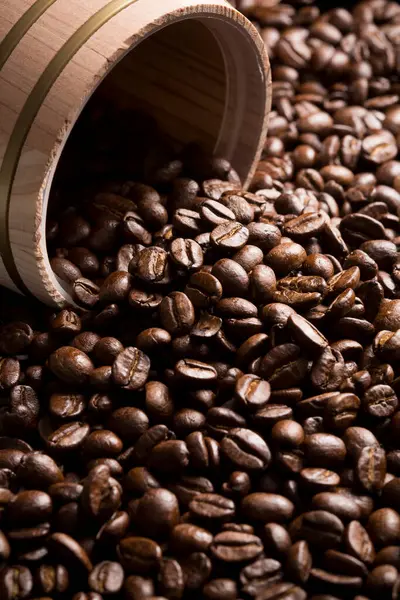 Kávébab Fekete Háttérrel Közelről — Stock Fotó