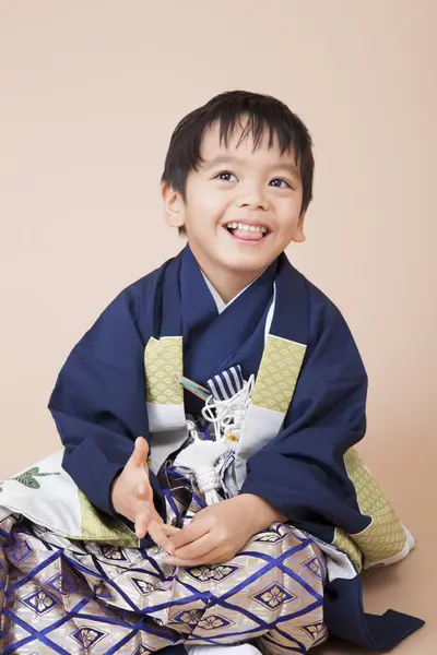 stock image cute little boy in traditional kimono