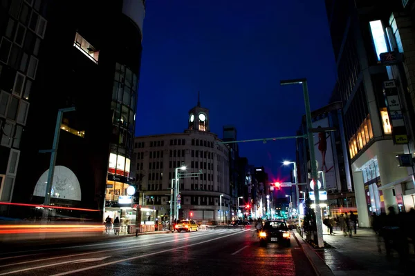 Vista Notturna Grattacieli Autostrade Nella Città Giapponese — Foto Stock
