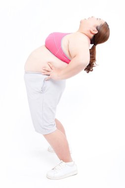 Aşırı kilolu Japon genç kadın eğitiminin stüdyo portresi