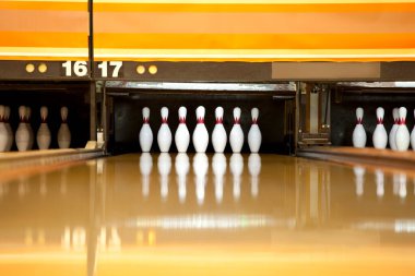 Bowling lobutları salonda, arka planda, kapatın.
