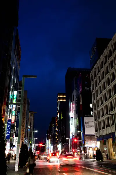 Vista Nocturna Rascacielos Autopistas Ciudad Japonesa — Foto de Stock