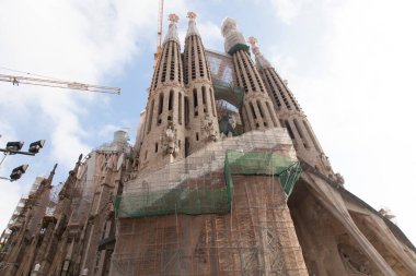 görünümünü sagrada familia için Barselona, İspanya.