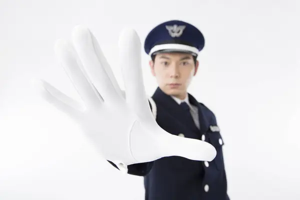 Студийный Портрет Японского Офицера Полиции Форме — стоковое фото
