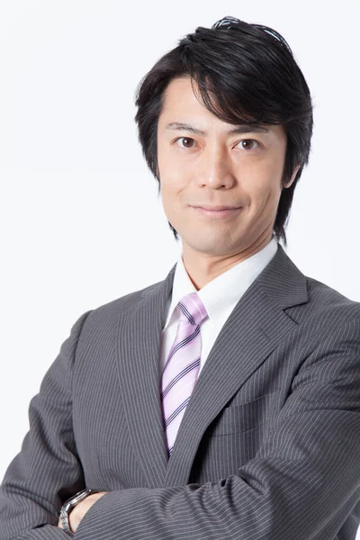 白色背景的日本成年商人肖像 — 图库照片