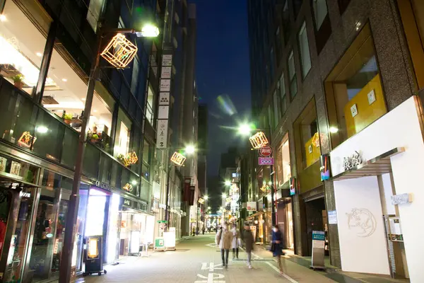 Vista Noturna Arranha Céus Rodovias Cidade Japonesa — Fotografia de Stock