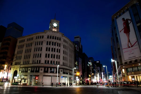 Japon Şehrindeki Gökdelenlerin Otoyolların Gece Görüşü — Stok fotoğraf