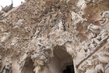  Barcelona, Katalonya, İspanya 'daki Sagrada Aile Kilisesinin dekorasyonu