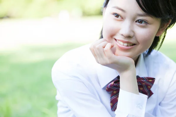 Portret Van Aziatisch Meisje Schooluniform — Stockfoto