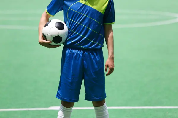 Jogador Futebol Masculino Jogando Futebol — Fotografia de Stock