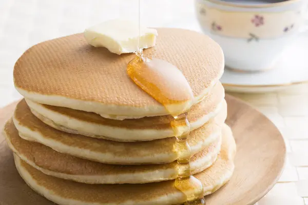 Close View Delicious Pancakes Honey — Stock Photo, Image