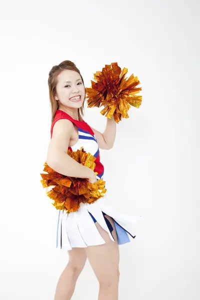 Schönheit Japanische Cheerleader Tanzen Studio Nahaufnahme Porträt Der Schönheit Junge — Stockfoto