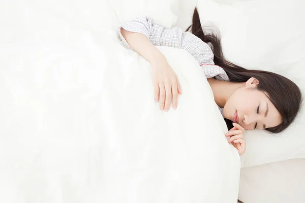 Joven Asiático Mujer Durmiendo Cama —  Fotos de Stock