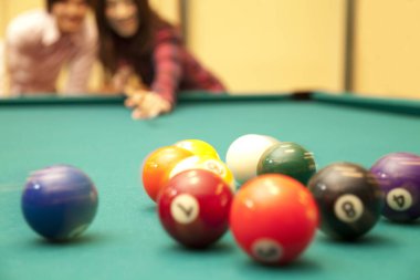 Masada bilardo topları, manzarayı kapatın.