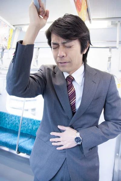 Portrait Adult Japanese Businessman Going Work Subway — Stock Photo, Image