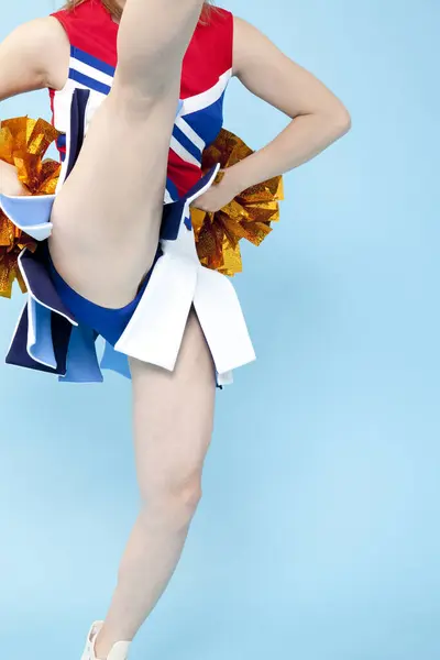 Piękne Azji Cheerleaderka Pompony — Zdjęcie stockowe