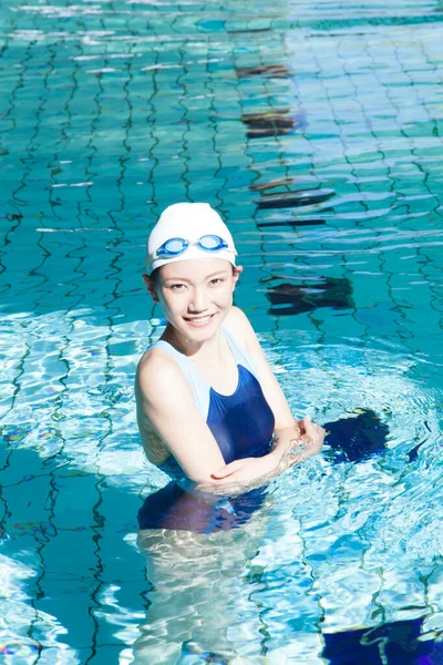 Japanese Woman Swimming Suit Cap — Stock Photo, Image