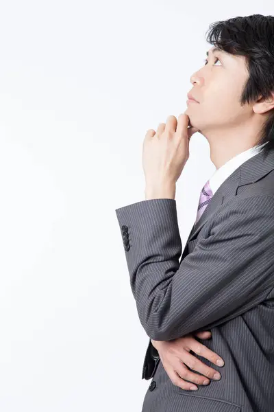 Portrait Japanese Businessman Suit Isolated White — Stock Photo, Image