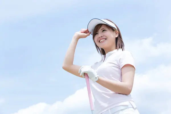 Gyönyörű Ázsiai Golf Játékos — Stock Fotó