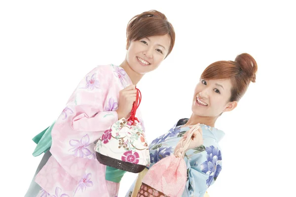Porträtt Japansk Kvinna Kimono — Stockfoto
