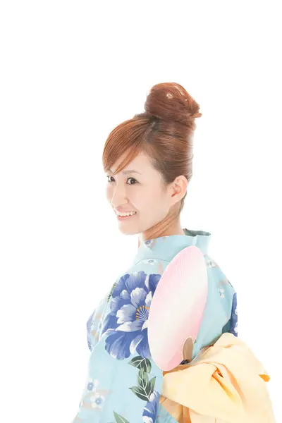 Retrato Una Mujer Japonesa Kimono — Foto de Stock