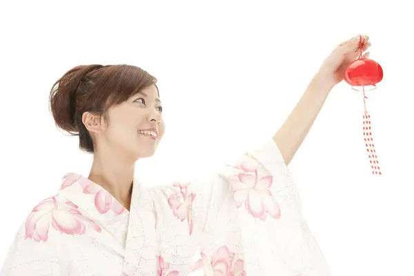 Retrato Una Mujer Japonesa Kimono — Foto de Stock
