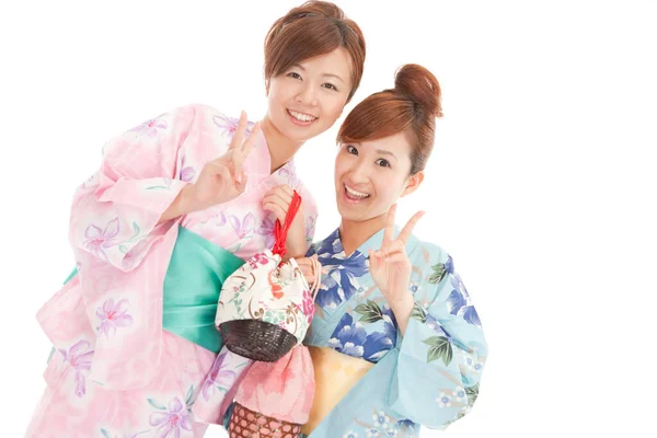 Portrait Japanese Women Kimono — Stock Photo, Image